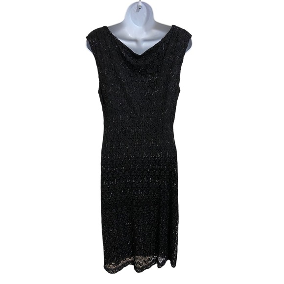 Connected Apparel Black Lace Dress Sleeveless Party Cocktail Sheath Size 10 - Picture 2 of 8